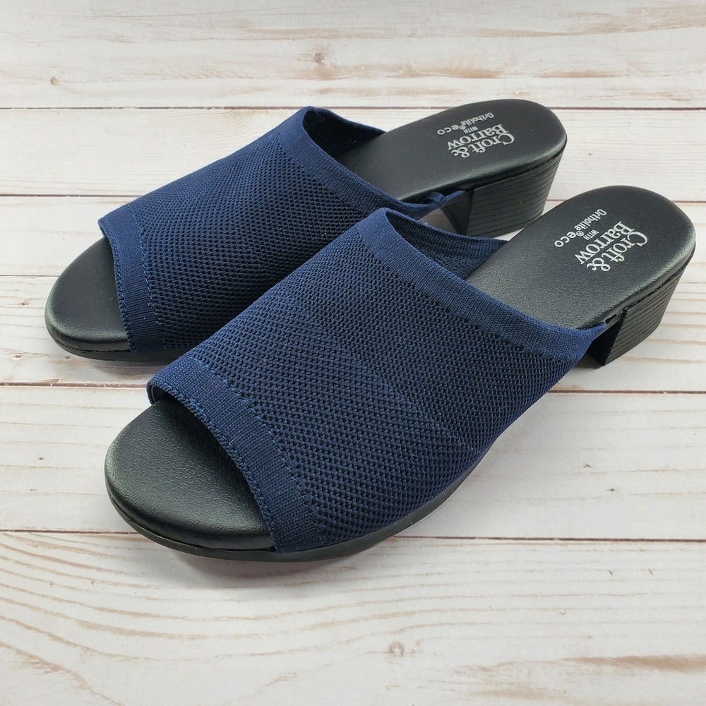 Croft And Barrow‎ Womens Sandals Navy Blue Size 6 Fly Knit Balsm Slide Ortholite